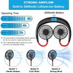 Wholesale Hand Free Mini USB Fan Rechargeable Portable Headphone Design Wearable Neckband Fan, 3 Level Air Flow, 7 LED Lights, 360 Degree Free Rotation (Blue)